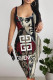 Figure Sexy Street Figure Print Letters U Neck Printed Dresses