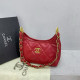 Red Daily Solid Color Metal Accessories Trim Zipper Texture Bags