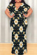 Multicolor Casual Print Patchwork Strap Design V Neck Long Plus Size Dresses
