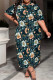 Green White Casual Print Patchwork O Neck Long Plus Size Dresses