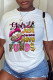 White Casual Street Graffiti Print Letters O Neck T-Shirts