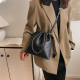 Black Casual Daily Letters Draw String Embossed Bags