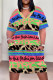 Multicolor Casual Letter Print Flowers Leopard Pocket Contrast V Neck Printed Plus Size Dresses