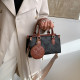 Black Casual Letters Patchwork Contrast Embossed Bags