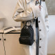 Black Casual Daily Letters Zipper Embossed Bags