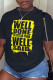 Black Casual Letter Print Contrast O Neck T-Shirts