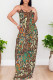 Brown Sexy Leopard Print Pocket Contrast U Neck Printed Dresses