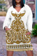 White Casual Geometric Print Flowers Pocket Contrast V Neck Printed Plus Size Dresses