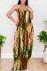 Multicolor Sexy Leopard Print Pocket Contrast U Neck Printed Dresses