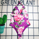Purple Sportswear Print Patchwork Backless Strap Design Swimwears