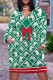 Green Casual Geometric Print Flowers Pocket Contrast V Neck Printed Plus Size Dresses