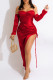 Red Sexy Solid Color Draw String Lace Up Backless Spaghetti Strap Long Dresses