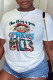 White Graffiti Print Letters O Neck T-Shirts