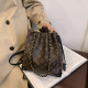 Black Brown Casual Daily Letters Draw String Contrast Bags