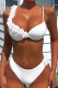 White Sexy Solid Color Patchwork Backless Swimwears