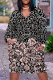 Black Casual Geometric Print Flowers Pocket Contrast V Neck Printed Plus Size Dresses
