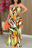 Camouflage Casual Plaid Tie Dye Camouflage Print Gradient Contrast O Neck Printed Dresses