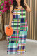 Green Casual Plaid Tie Dye Camouflage Print Gradient Contrast O Neck Printed Dresses