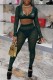 Ink Green Sexy Hot Solid Color See-Through V Neck Long Sleeve Two Pieces
