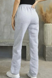 Red Casual Print Draw String Pocket Patchwork Regular Mid Waist Conventional Positioning Print Bottoms