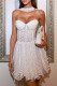 White Elegant Polka Dot Patchwork Backless Strapless Two Pieces