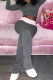 Grey Casual Solid Color Patchwork Contrast O Neck Long Sleeve Two Pieces