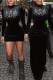 Black Elegant Print Patchwork Half A Turtleneck Long Dresses