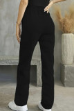 Red Casual Print Draw String Pocket Patchwork Regular Mid Waist Conventional Positioning Print Bottoms