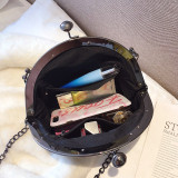 Black Daily Fringed Trim Rivets Bags