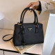 Black Casual Solid Color Patchwork Zipper Bags