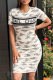 Black Casual Street Letters Weave Contrast O Neck Sweater Dress Dresses
