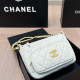 White Casual Solid Color Patchwork Chains Zipper Bags