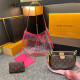 Rose Red Daily Vacation Letters Patchwork See-Through Bags