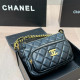 Black Casual Solid Color Patchwork Chains Zipper Bags
