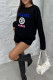 Black Casual Letters Embroidered O Neck Tops