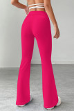 Rose Red Casual Solid Color Patchwork Regular Mid Waist Speaker Patchwork Bottoms
