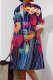 Multi-color Casual Print Pocket Buckle Patchwork Shirt Collar Shirt Dresses
