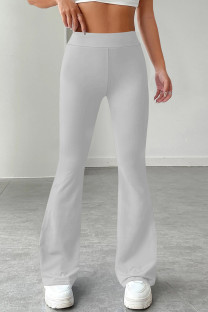 Light Gray Casual Solid Color Patchwork Regular Mid Waist Speaker Patchwork Bottoms