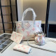 White Casual Letters Patchwork Contrast Bags