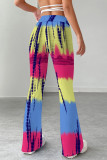 Rose Red Casual Print Patchwork Regular Mid Waist Speaker Full Print Bottoms
