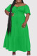 Grass Green Casual Solid Color Patchwork Backless Off Shoulder Long Dresses