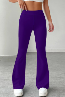 Purple Casual Solid Color Patchwork Regular Mid Waist Speaker Patchwork Bottoms
