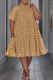 Earth Yellow Casual Print Patchwork Turndown Collar Straight Dresses