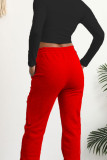 Black Casual Letters Draw String Patchwork O Neck Long Sleeve Two Pieces