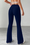 Rose Red Casual Solid Color Patchwork Regular Mid Waist Speaker Patchwork Bottoms