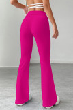 Rose Red Casual Solid Color Patchwork Regular Mid Waist Speaker Patchwork Bottoms