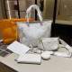 White Casual Letters Patchwork Embossed Bags