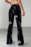 Rose Red Casual Print Patchwork Regular Mid Waist Speaker Full Print Bottoms