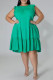 Green Casual Solid Color Patchwork O Neck Straight Dresses