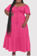 Rose Red Casual Solid Color Patchwork Backless Off Shoulder Long Dresses